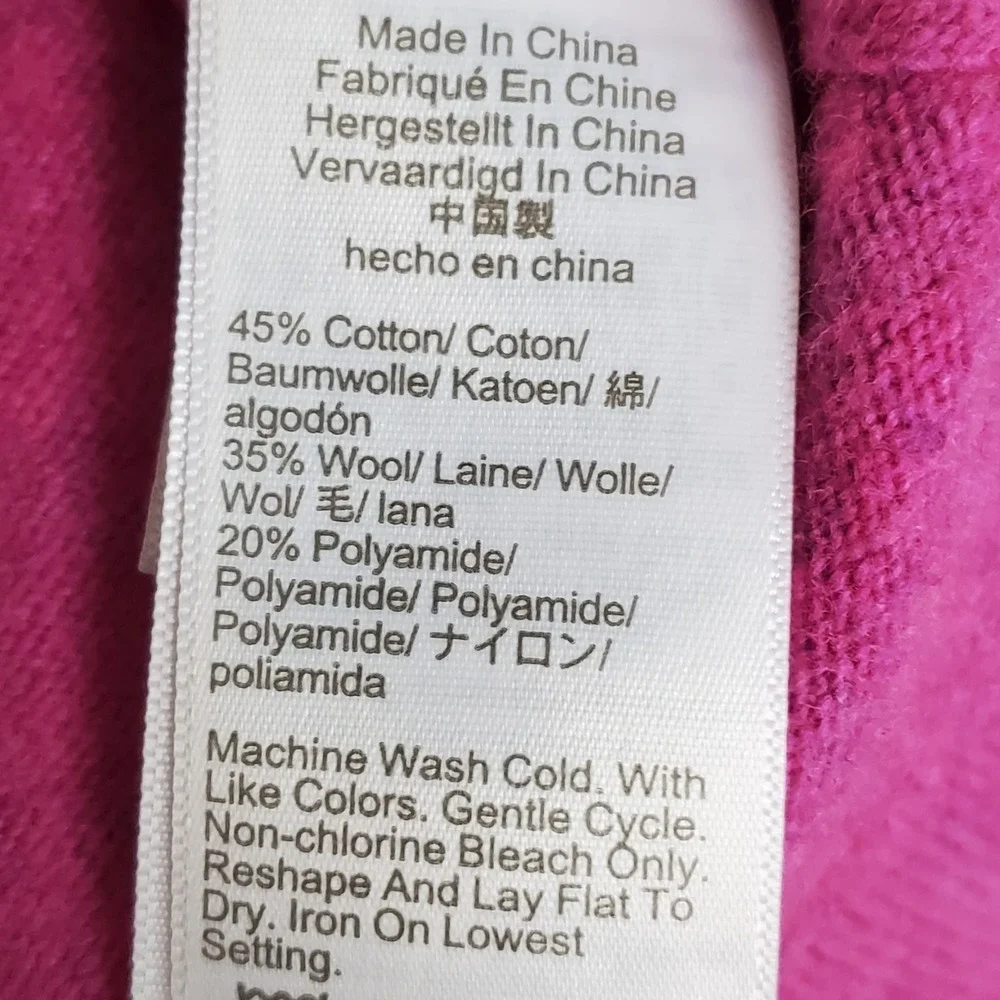 J.Crew Reimagined Fuchsia Wool Cotton Blend Crewneck Sweater Fair Trade Med?